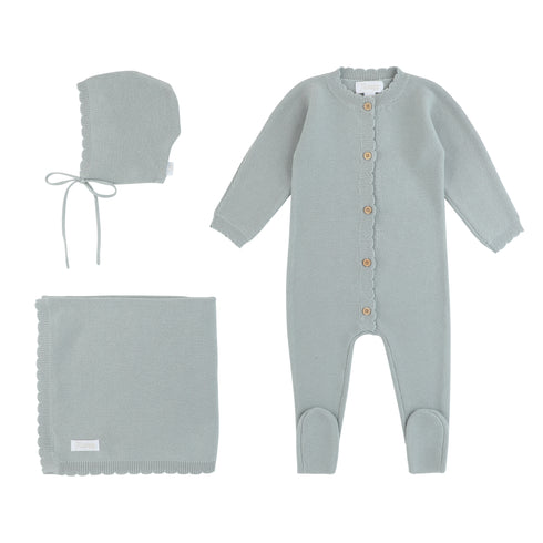 ROMPP Wooden Button Knit Onesie 3 pc Set