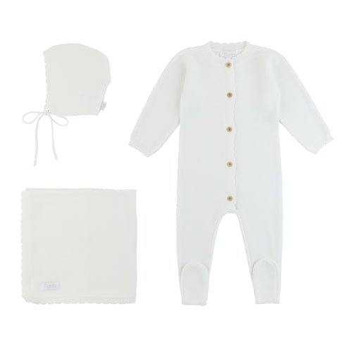ROMPP Wooden Button Knit Onesie 3 pc Set