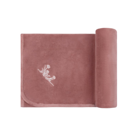 Elys & Co Organic Velour Embroidered Flowers Collection Blanket