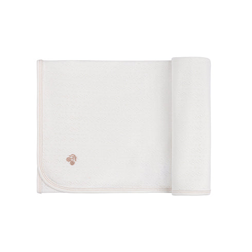 Elys & Co Organic Embroidered Cherry Pointelle Collection Blanket Girls