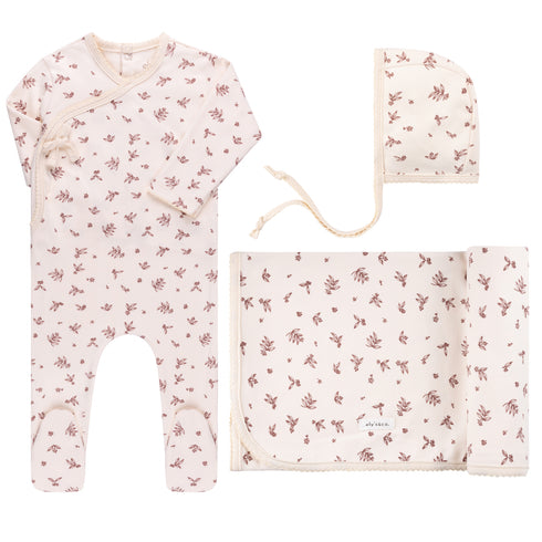 Ely's & Co Brushed Cotton - Elderberry Leaf Collection - Footie with Bonnet