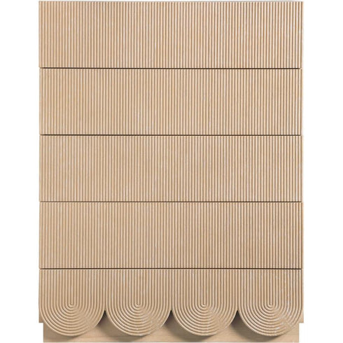 Meridian Furniture Scallop Oak Veneer 5 Drawer Chest