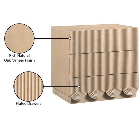 Meridian Furniture Scallop Oak Veneer Nightstand