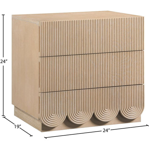 Meridian Furniture Scallop Oak Veneer Nightstand
