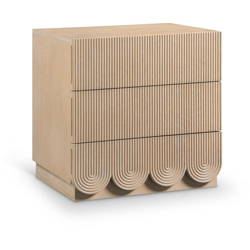 Meridian Furniture Scallop Oak Veneer Nightstand