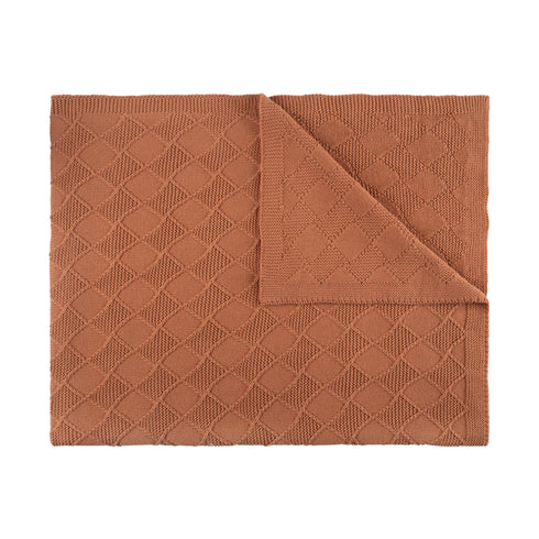 Pippin Apricot Argyle Knit Blanket