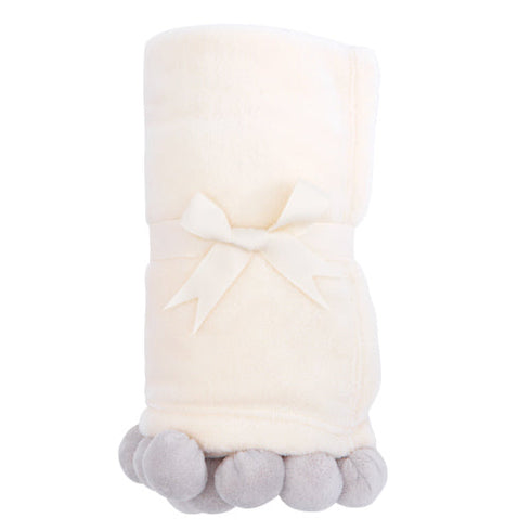 Elegant Baby Pom Trim Fleece Baby Blanket