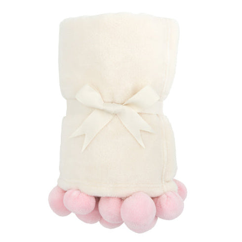 Elegant Baby Pom Trim Fleece Baby Blanket