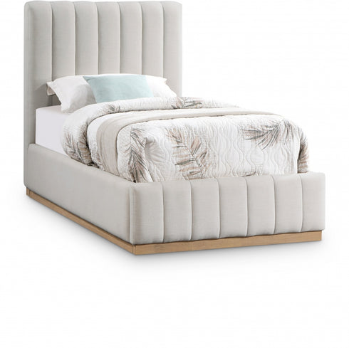 Meridian Furniture Lucia Linen Textured Fabric Bed