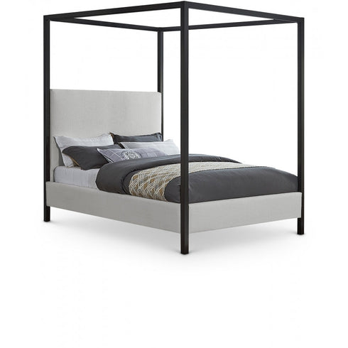 Meridian Furniture James Linen Textured Fabric Bed
