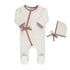 Tricot Bebe Suede Trimmed Kimono Footie and Bonnet