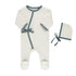 Tricot Bebe Suede Trimmed Kimono Footie and Bonnet