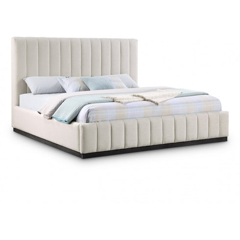 Meridian Furniture Lucia Linen Textured Fabric Bed