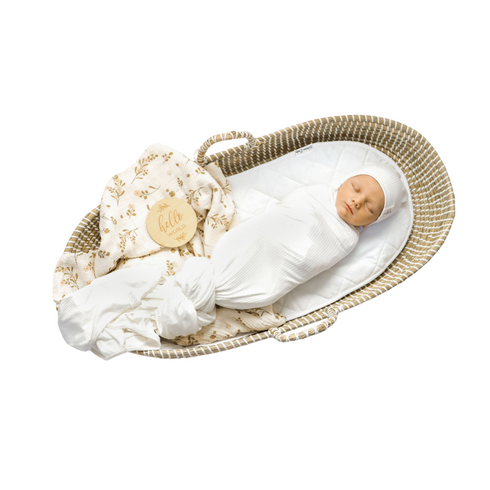 Daisy Ribbed Swaddle Beanie Set