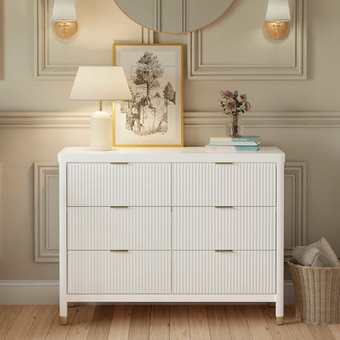 Namesake Brimsley Tambour 6-Drawer Assembled Dresser Warm White