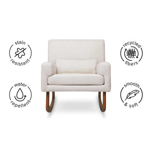 Sleepytime-Rocker in Eco-Performance Fabric with Walnut Legs