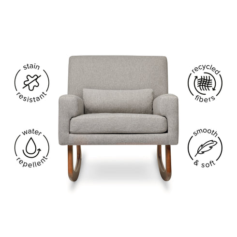 Sleepytime-Rocker in Eco-Performance Fabric with Walnut Legs
