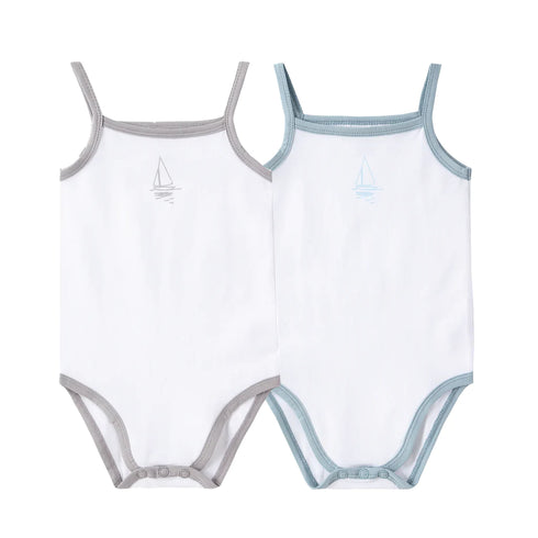 Petit Clair PC Baby Spaghetti Strap Bodysuits Boat Print 2pc Set