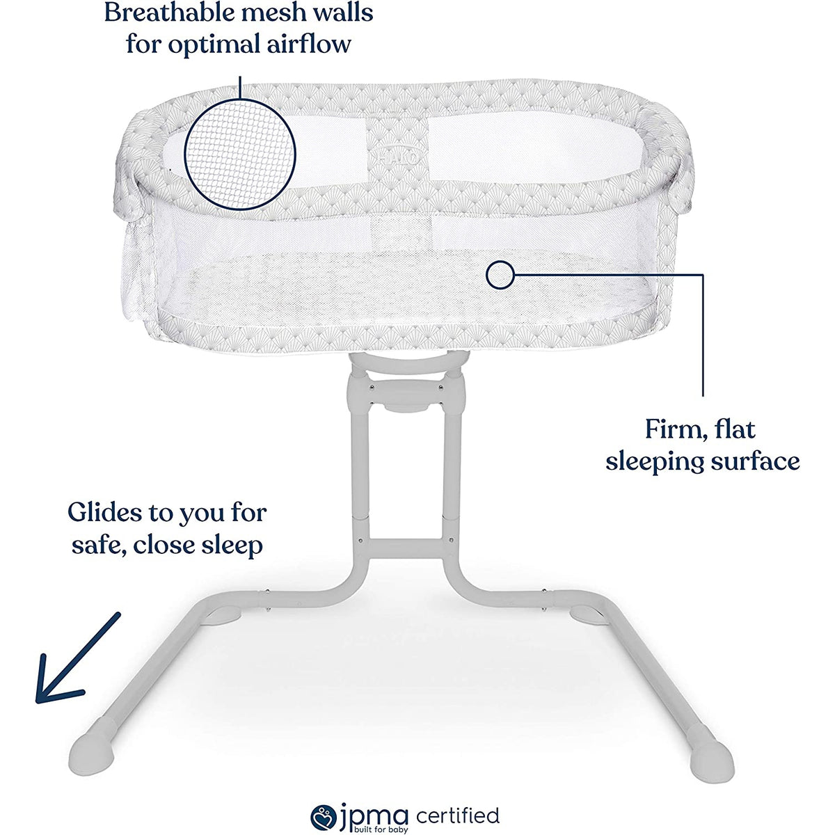 HALO BassiNest Glide Sleeper, Baby Adjustable, Plume