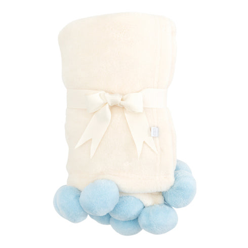 Elegant Baby Pom Trim Fleece Baby Blanket