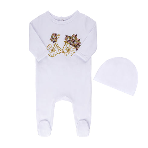 Tricot Bebe Embroidered Footie and Hat Set