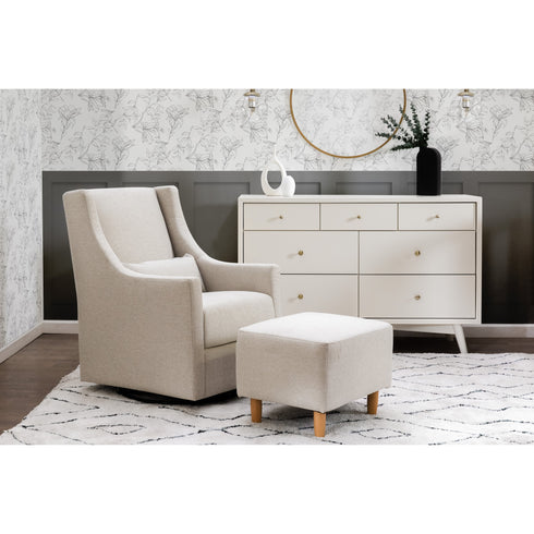 Babyletto Toco Swivel Glider and Ottoman in Eco-Performance Fabric | Water Repellent & Stain Resistant