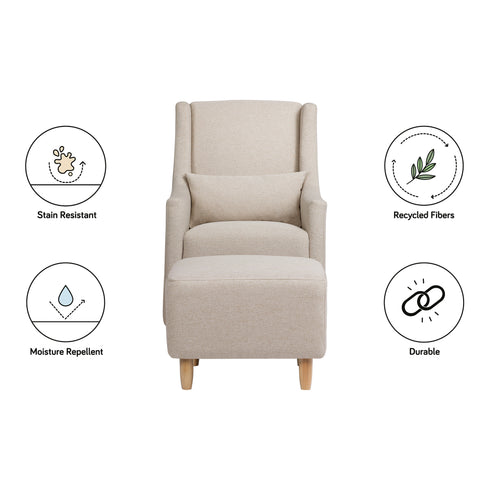 Babyletto Toco Swivel Glider and Ottoman in Eco-Performance Fabric | Water Repellent & Stain Resistant