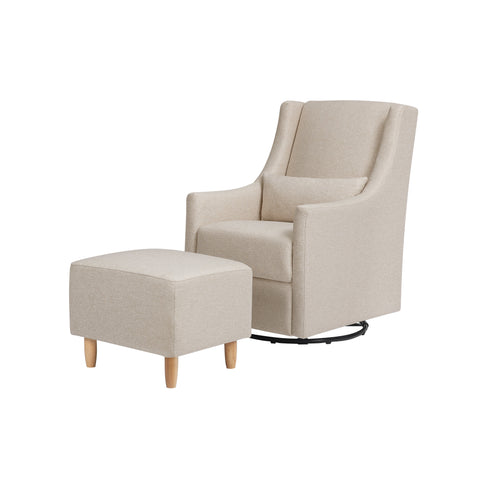 Babyletto Toco Swivel Glider and Ottoman in Eco-Performance Fabric | Water Repellent & Stain Resistant