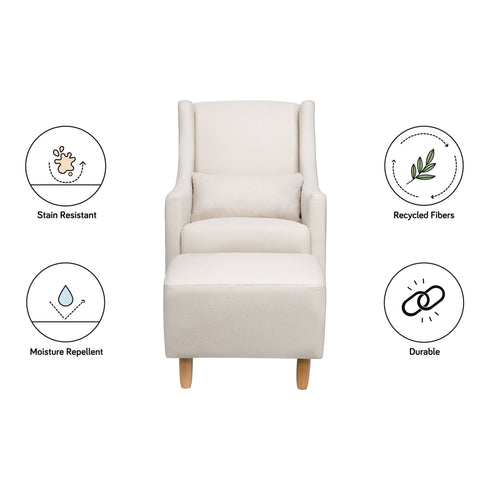 Babyletto Toco Swivel Glider and Ottoman in Eco-Performance Fabric | Water Repellent & Stain Resistant
