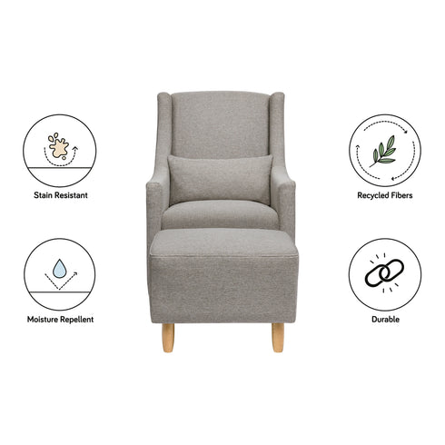 Babyletto Toco Swivel Glider and Ottoman in Eco-Performance Fabric | Water Repellent & Stain Resistant