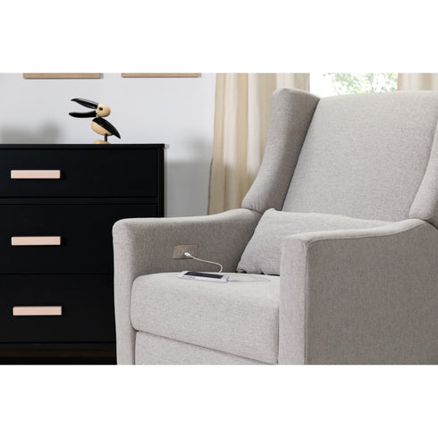 Babyletto Kiwi Electronic Recliner and Swivel Glider in Eco-Performance Fabric with USB port | Water Repellent & Stain Resistant