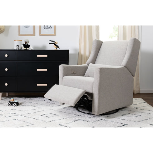 Babyletto Kiwi Electronic Recliner and Swivel Glider in Eco-Performance Fabric with USB port | Water Repellent & Stain Resistant