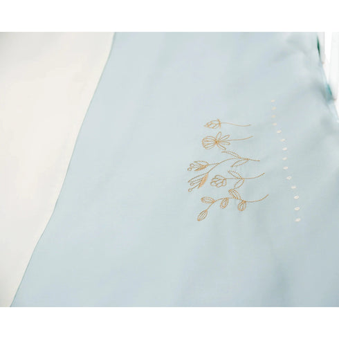 Mini Manilla Baby Asymmetrical Design Crib Set with Ecru/Vintage Blue