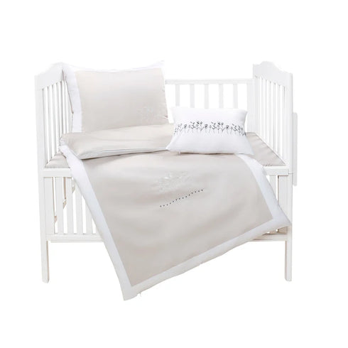Mini Manilla Baby Hotel Style Crib Set-White/Stone