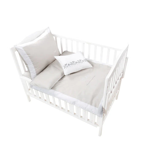 Mini Manilla Baby Hotel Style Crib Set-White/Stone