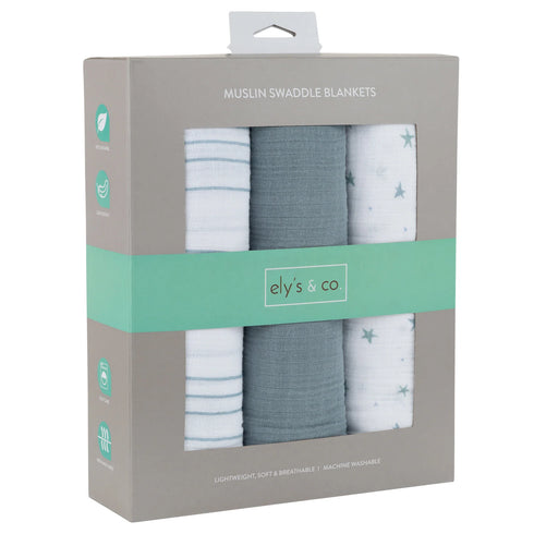 ELY`S & CO. Muslin Swaddle Blankets 3 Pack