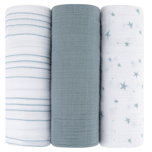 ELY`S & CO. Muslin Swaddle Blankets 3 Pack