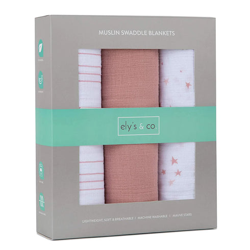 ELY`S & CO. Muslin Swaddle Blankets 3 Pack