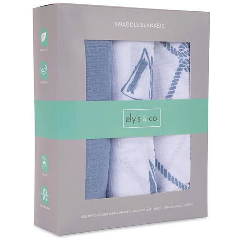 ELY`S & CO. Muslin Swaddle Blankets 3 Pack