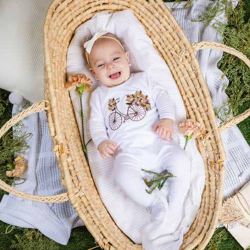 Tricot Bebe Embroidered Footie and Hat Set