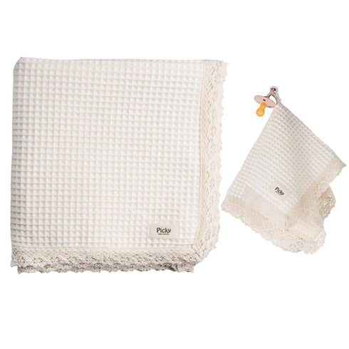 Picky Waffle Blanket and Security Paci Lovie with Fringe