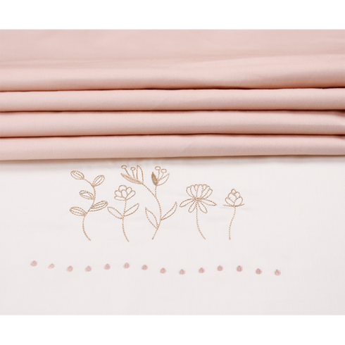 Mini Manilla Baby Asymmetrical Design Crib Set in Ecru/Dusty Rose