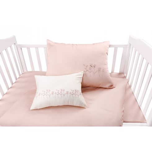 Mini Manilla Baby Asymmetrical Design Crib Set in Ecru/Dusty Rose