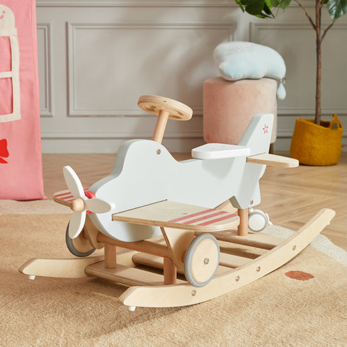 Asweets Wood Airplane Rocker & Ride on