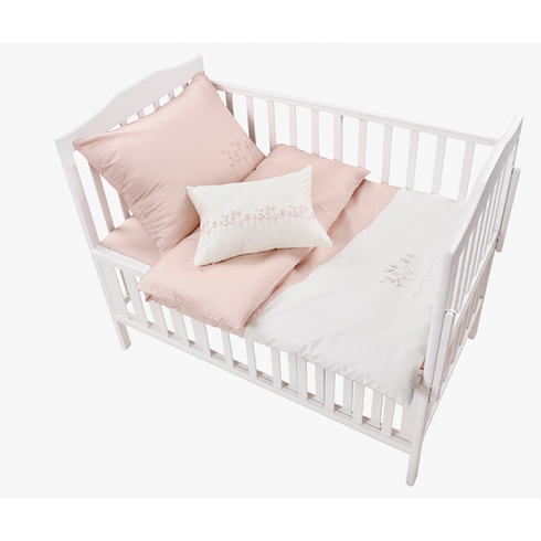 Mini Manilla Baby Asymmetrical Design Crib Set in Ecru/Dusty Rose