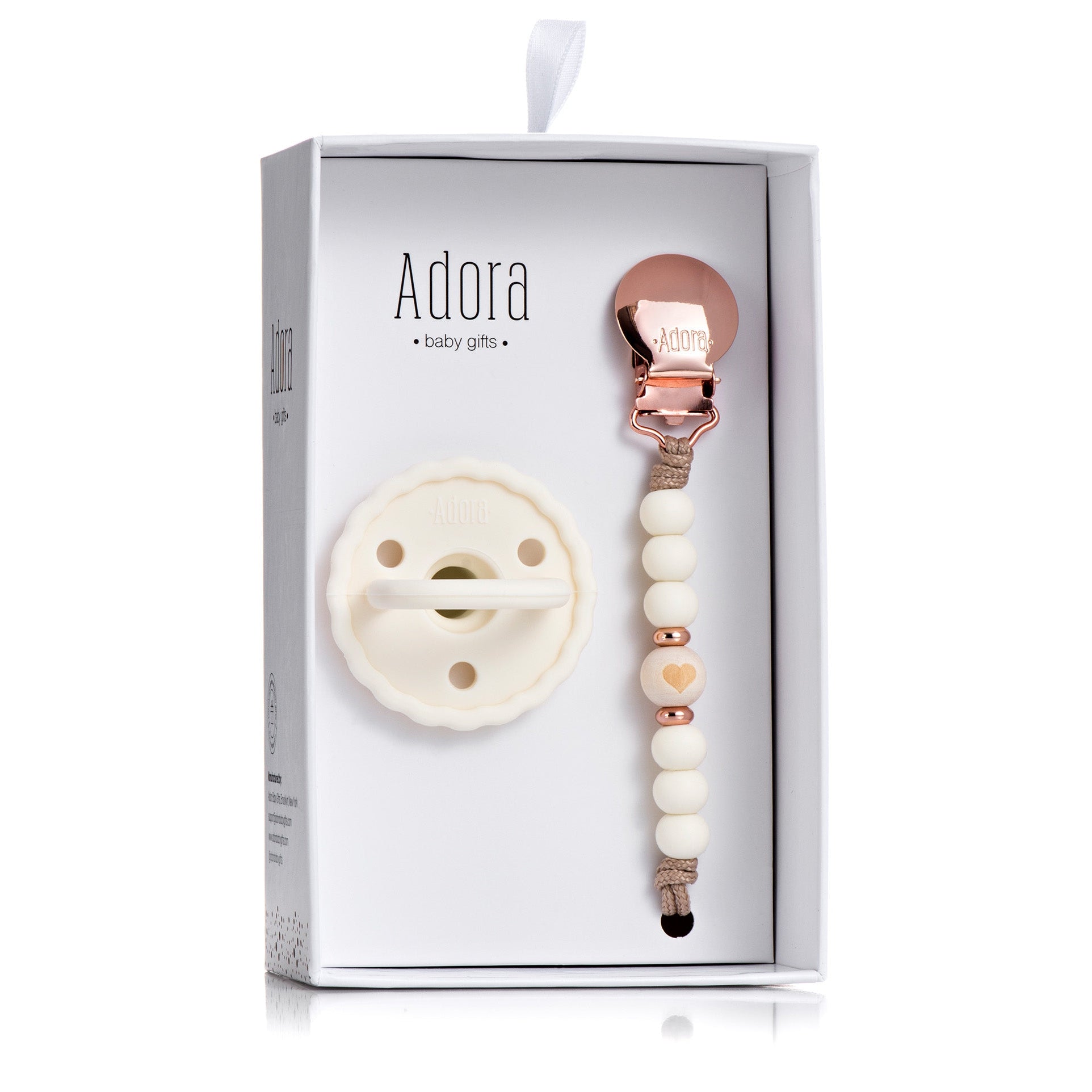 Adora Vanilla Heart Pacifier Clip
